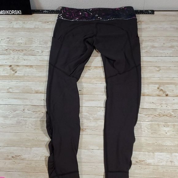 Lululemon Speed Tight IV Brushed Full Length Ruched Leggings Black Shadow Wrap 8 - Picture 9 of 14